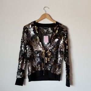 Sequin and mesh jacket